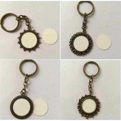 Blank keychains for sublimation fashion retro vintage flower key ring for thermal transfer printing diy blank material A3500