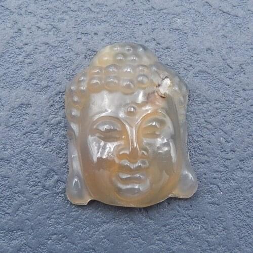 Carved Buddha Head Pendant,Red Agate,Gemstone Pendant Cabochons Bead,32x25x9mm,9.8g