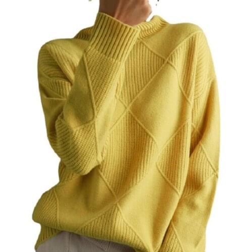 2021new sweater women turtleneck sweater pure color knitted turtleneck pullover loose large size sweater women