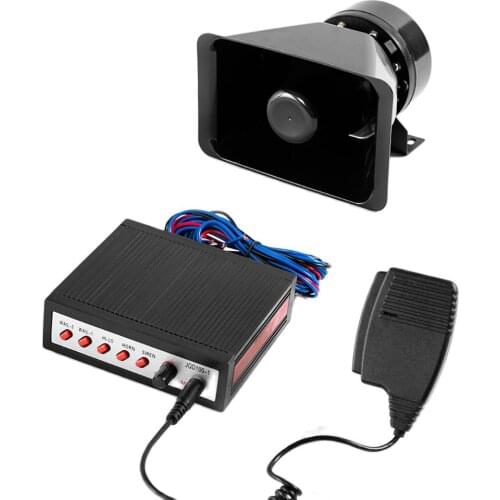 YHAAVALE 005T Car Police Siren Fire Horn Amplifier 5 Sounds 100W 12V 122dB Loud Emergency Electric PA Speaker MIC System