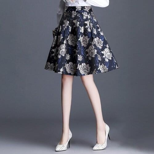 2021 Summer New Printed A-line Skirt Skirt Female High Waist Pleated Skirt Puff Skirt Autumn Short Skirt
