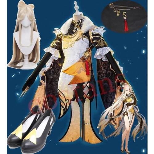 Genshin Impact Ningguang Cheongsam Game Suit Gorgeous Dress Uniform Cosplay Costume NINGGUANG Wigs Halloween Outfit For Women