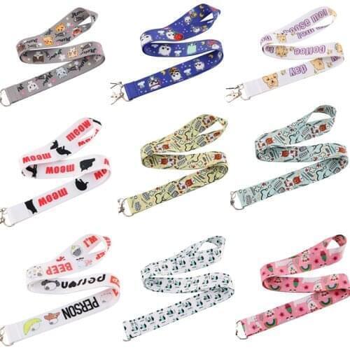 20pcs/lot BH1609 Blinghero Cute Cat Sheep Alpaca Animal Lanyard Key Phone Badge Holder Neck Strap Cartoon Bear Doctor Lanyard
