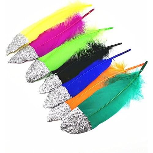 10/20pcs silver Goose feathers diy Feathers for jewelry making Wedding decoration hat accessories material plumas crafts15-20CM
