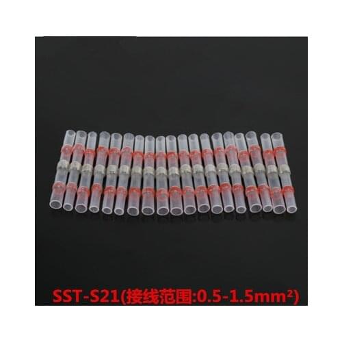 20pcs/50pcs/100pcs SST-S21 Seal Heat Shrink Butt Wire Connectors Terminals AWG22-18 0.5-1.0mm Red Solder Sleeve Waterproof