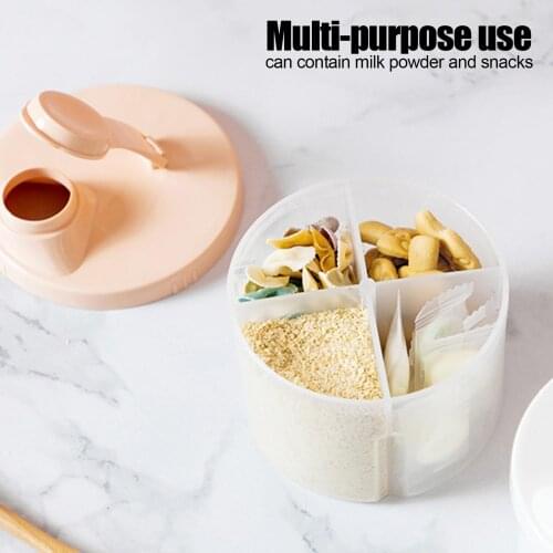 4 Grid Portable Baby Food Storage Box Essential Cereal Infant Milk Powder Box Toddler Kid Snacks Mix Storage Container Dispenser