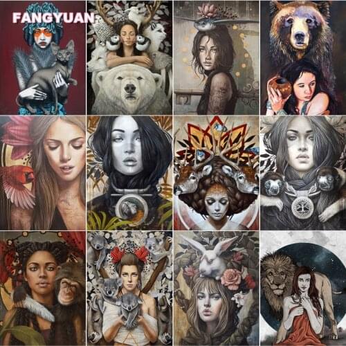 5D Diy Diamond Painting Abstract Animals and Girls Full Square Diamond Embroidery Home Decor Needlework Sale Cross Stitch Kits