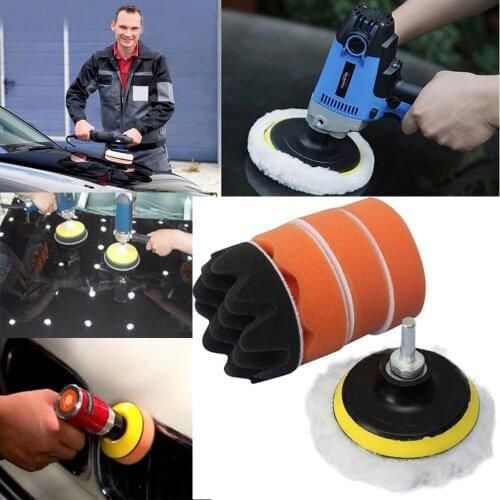 7pcs/Set Car Wash Cleaning Sponges Waves Plate Compound Car Polishing Tools Drill Adapter Auto Products Car Accessories