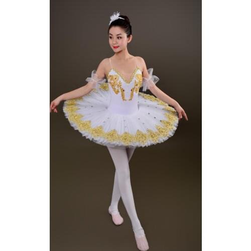 White Gold Ballet Dress For Girls Child Adults Women Lace Tutu Swan Dance Costumes Professional Adult Tutu Ballerina Party Kids