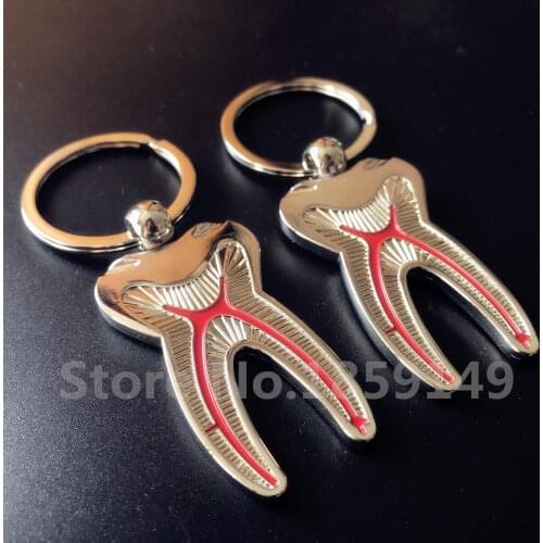 Teeth Keychain Dentist Decoration Key Chains Tooth Model Dental Clinic Gift 2pcs/set