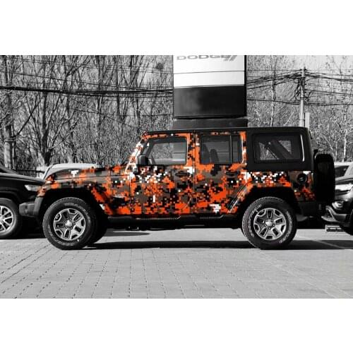 Digital orange camouflage vinyl sticker for Car wrap covering foil with air bubble free Self adhesive Print PROTWRAPS