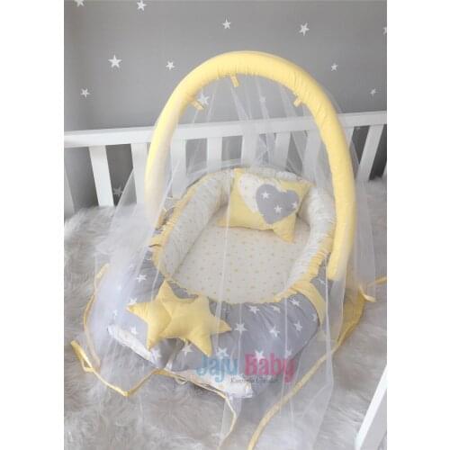 Jaju Baby Nest Yellow-Gray Design Mosquito Net and Toy Hanger Luxury Design Babynest
