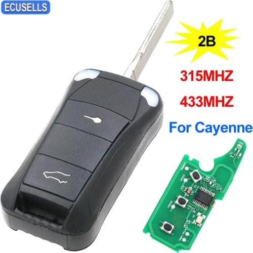 2 Button Remote Car Key Fob 315Mhz or 433Mhz with ID46 Chip for Porsche Cayenne 2004 - 2011 HU66 Uncut Blade