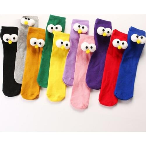 Baby Girls Knee High Legwarmers Big Eyes Decoration Cotton Leg Warm Kids Solid Candy Color Toddler Knee Socks For Children