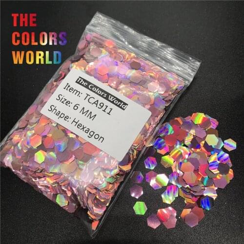 TCA911 Holographic Laser Dark Pink Color Hexagon Shape Nail Glitter Nail Art Decoration Nail Gel Makeup Facepaint DIY Accessorie