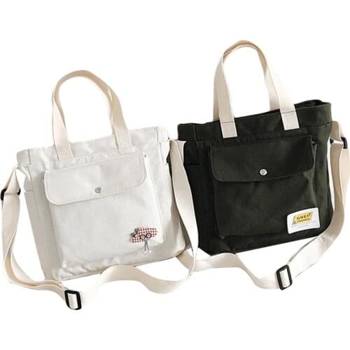 Women Canvas Bags, 2-in-1 Pack, Portable Handle Shoulder Bucket Decorative Girl’s Zipper Shoulder Bag