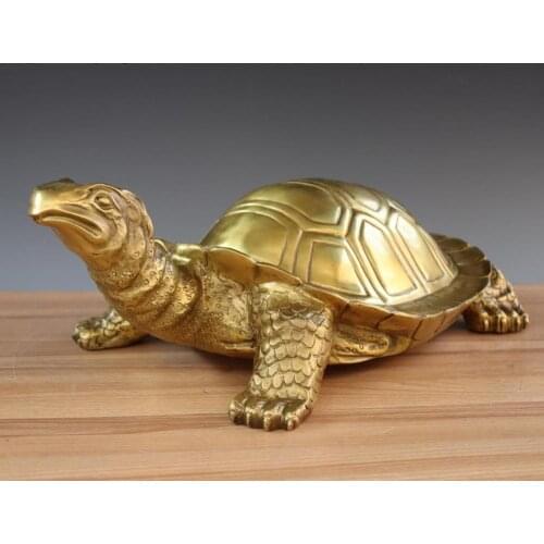 China Royal FengShui Brass Copper Auspicious Wealth Money Tortoise Turtle Statue