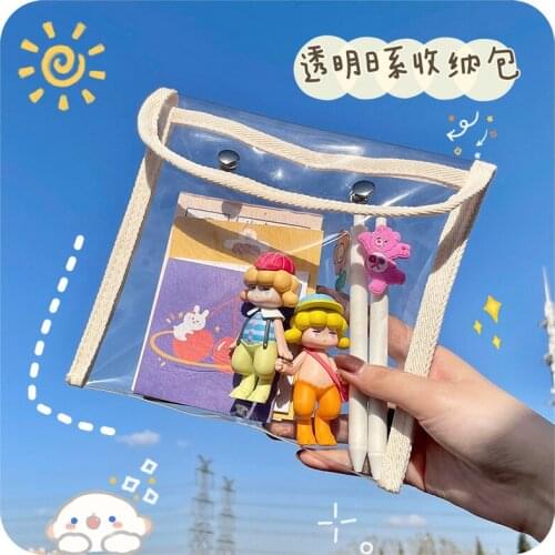 Snap storage bag simple transparent pvc cosmetic bag student large-capacity stationery storage bag