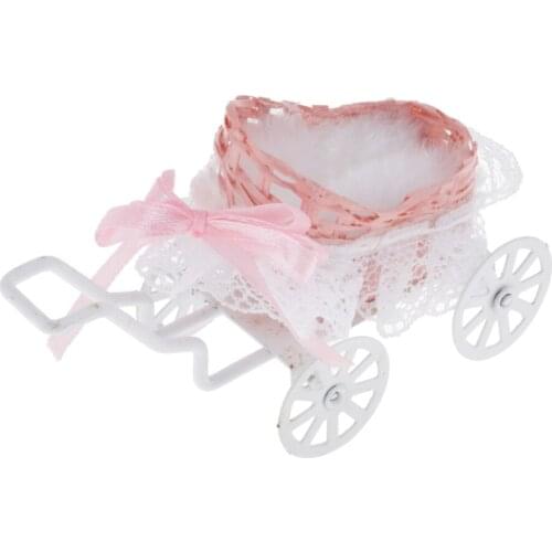 Metal Miniature Furniture Doll Stroller For 1/12 Scale Dollhouse Life Scenes