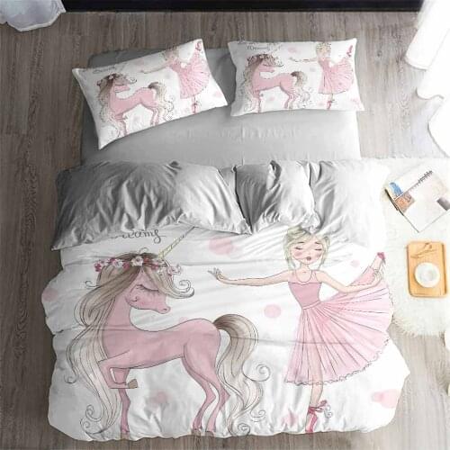HELENGILI 3D Bedding Set Cartoon ballet girl pattern Print Duvet cover set bedclothes with pillowcase bed set home Textiles