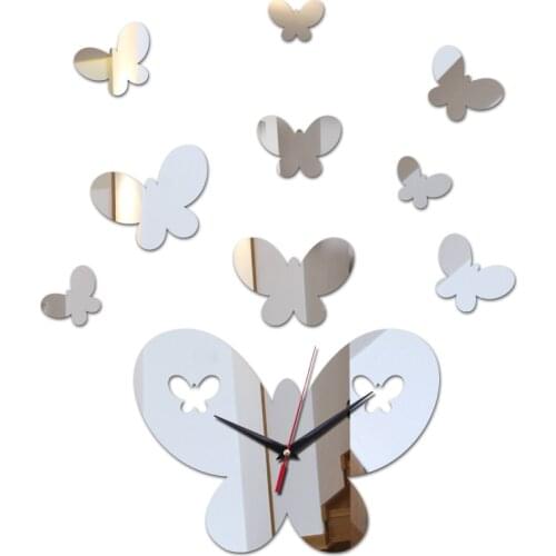 Top fashion 3d wall clock safe Modern home decor diy crystal real mirror clocks Living Room kids art watch
