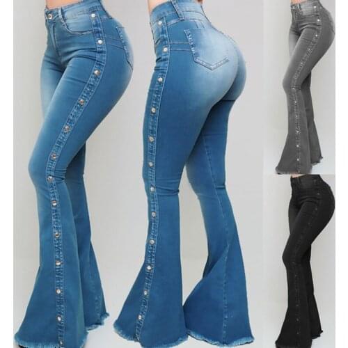 Fashion Jeans Ladies Fashion Slim Fit Tight-fitting Flared Bottom Head Up Wash Wash Jeans Street Wear Womens Trousers Jeans