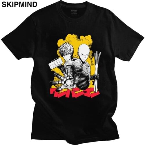 Trendy Male One Punch Man T Shirt Short Sleeves Cotton Manga T-shirt Saitama Sensei Strongest Hero Anime Tee Fans Clothing Gift
