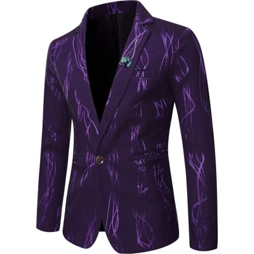 2021 Spring and summer new mens fashion trend bright pattern printing business casual suit jacket