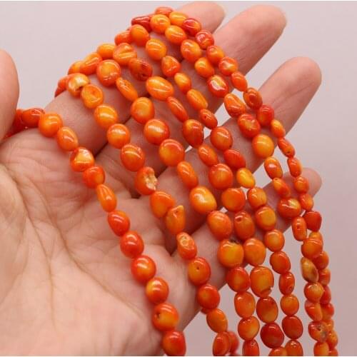Natural Coral Beads Button Shaped Orange red Color Loose Exquisite Beaded For Jewelry Making DIY Bracelet Necklace Accessories