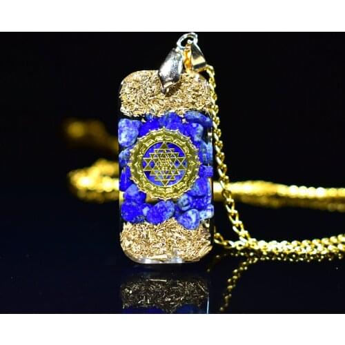 Natural Gem Stone Orgone Pendant Necklaces Orgonite Energy Pendants EMF Protection Crystal Lapis Lazuli Resin Meditation Jewelry