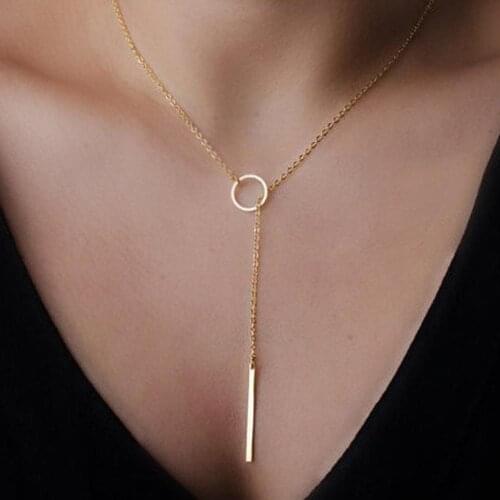 Hollow Fashion Star Moon Necklace Long Pendant Crystal Necklace Simple Gold Metal Round Coin Necklaces Women Jewelry