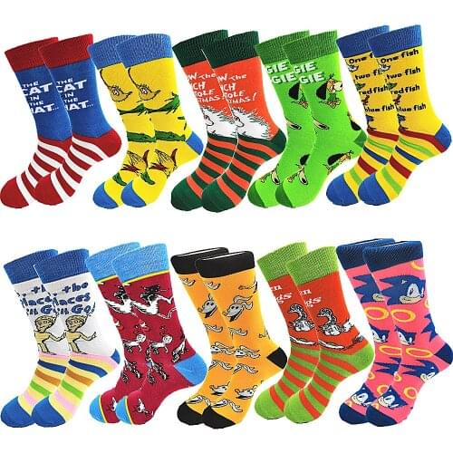 A Pair of Mens Christmas Socks in Autumn and Winter Cartoon Happy Novel Comfortable Skateboard Socks Are Given Men as Gifts