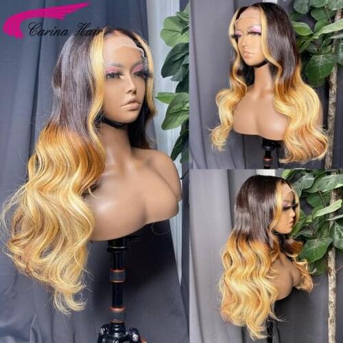 Blonde Highlight Wig Brazilian Body Wave Wig Highlight Lace Front Human Hair Wigs 180% Honey Blonde Ombre Remy Lace Front Wigs