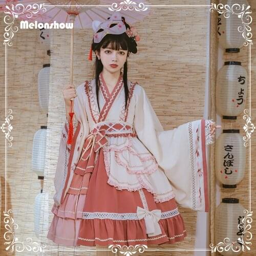 Melonshow Strawberry Lolita Dress Plus Size Japanese Style Dress Pink Victorian Dress Women Kawaii Clothing Sweet Lolita Girls