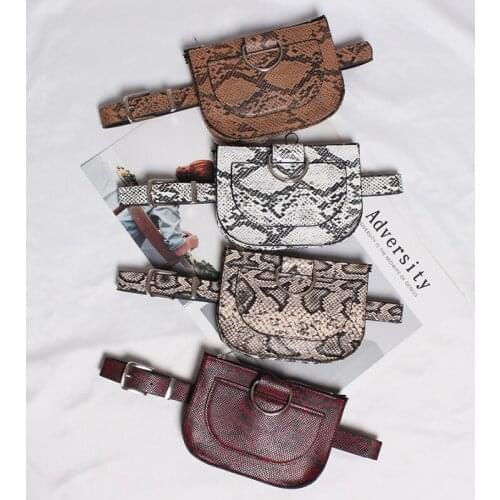 Snake Skin Waist Belt High Quality Female Purse Women Waist Pack Serpentine Fanny Pack Pu Leahter Waist Bag Famal Fashion