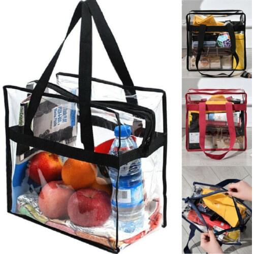 Women Transparent Tote Shopping Bags Messenger Bags Fashion Clear PVC Bags Ladies Portable Zipper Bags