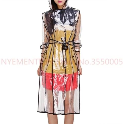Transparent Raincoat With Belt Long Raincoat for Women Waterproof Jacket Windbreaker Rain Poncho Outdoors capa de lluvia 20pcs