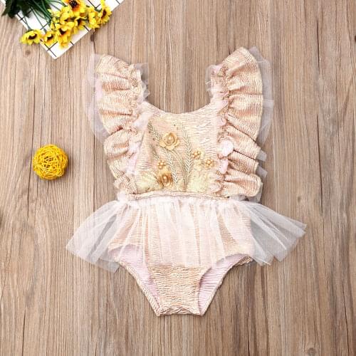 Pudcoco Newborn Baby Girl Clothes Sleeveless Ruffle Tulle Wheat Spike Romper Jumpsuit One-Piece Outfit Sunsuit Clothes