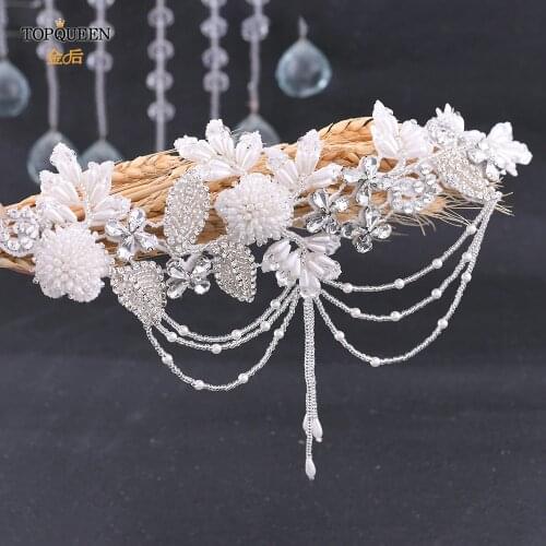 TOPQUEEN S482 Handmade Rhinestone Beaded Bridal Belt Diamond Applique Designs Bridal Belt Crystal Bodice Patch Bridal shoudler