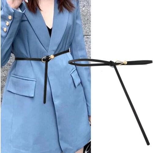 Women Belt Female Black PU Leather Dress Skirt Waist Thin Knot Strap Belts Personalized Buckle Casual Ladies Designer Waistband
