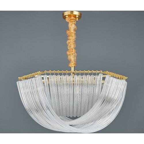 Postmodern light luxury chandelier restaurant lamp crystal lamp Nordic villa living room lamp household simple chandelier