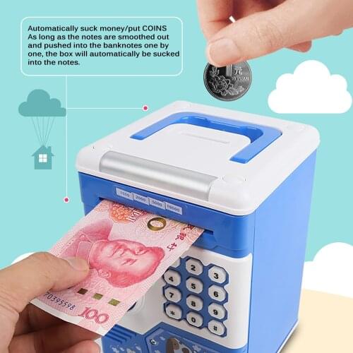 Christmas Present Children Cartoon ATM Piggy Bank Password Cash Coin Can Money Bank With RGB Light Birthday Toy Gifts Halloween