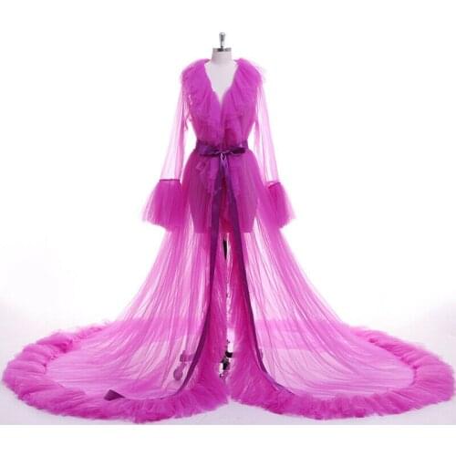 Sexy Women Lingerie Lace Sheer Mesh Tulle Perspective V neck layered Ruffles Maxi Floor Long Bath Robe Gown Sleepwear Dresses