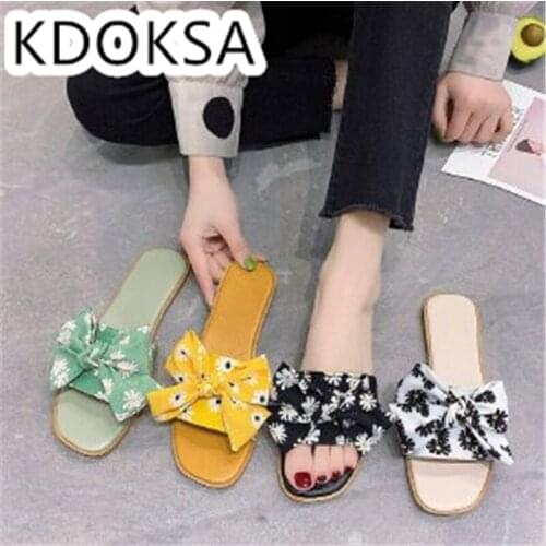 Student Sweet Muffin Flip-flop 2021 New Dress Slippers Girl Net Red Daisy Bow Summer