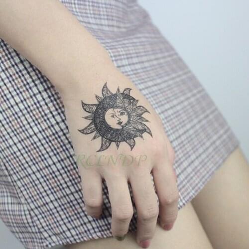 Waterproof Temporary Tattoo Sticker moon flower two human faces Fake Tatto Flash Tatoo Tatouage hand foot arm For Men Women girl