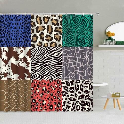 Vintage Ethnic Leopard Pattern Boho Style Shower Curtain Bathroom Supplies Fabric High Quality With Hooks Cloth Curtains Decor
