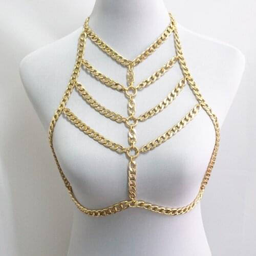 Fashion Chunky Gold Body Chain For Women 90s Collier Femme Multilayer Sexy Luxury Body Chain Accessories