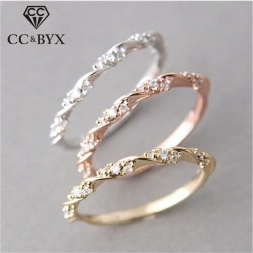 CC Simple Rings For Women Twist Cubic Zirconia Ring Bridal Wedding Engagement Ringen Fashion Jewelry Bijoux Femme CC2124