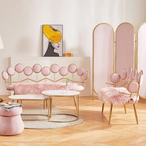 Zq INS Iron Art Sofa Simple Modern Nordic Beauty Salon Leisure Tea Table Combination