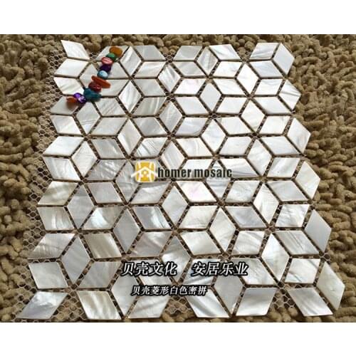 Diamond scale pure white shell mosaic tiles MOP mother of pearl wall kitchen backsplash background wall mosaic tiles fashion